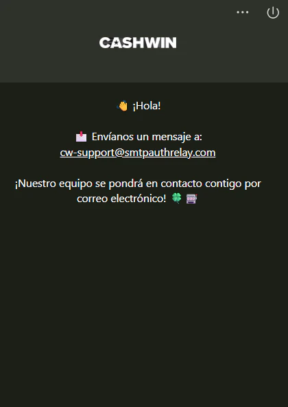 Servicio de atención y soporte para usuarios de Cashwin Casino